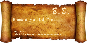 Bamberger Dénes névjegykártya